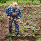 Rastrillo de jardín de acero al carbono de alta resistencia con mango más largo - Herramienta de desmalezamiento y aéreo de suelo sin esfuerzo, opciones de 5/6/7/8 dientes, ideal para jardinería y cuidado de césped, esenciales para jardinería | Mango erg