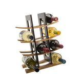 Estantería de botellas de madera apilable, diseño simple negro y marrón, soporte independiente desmontable, para salón, cocina con decoración de habitación