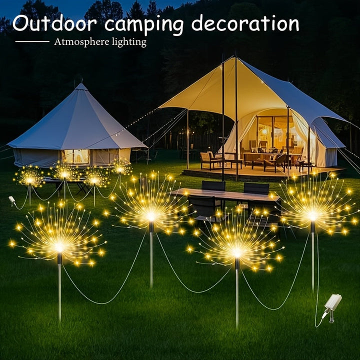4 piezas de luces solares para jardín, luces de fuegos artificiales, exteriores, impermeables, 8 modos de iluminación, luces solares de estaca de fuegos artificiales, luces de estrella, 320/240 LED, luces de paisaje DIY, adecuadas para camping en RV, píc