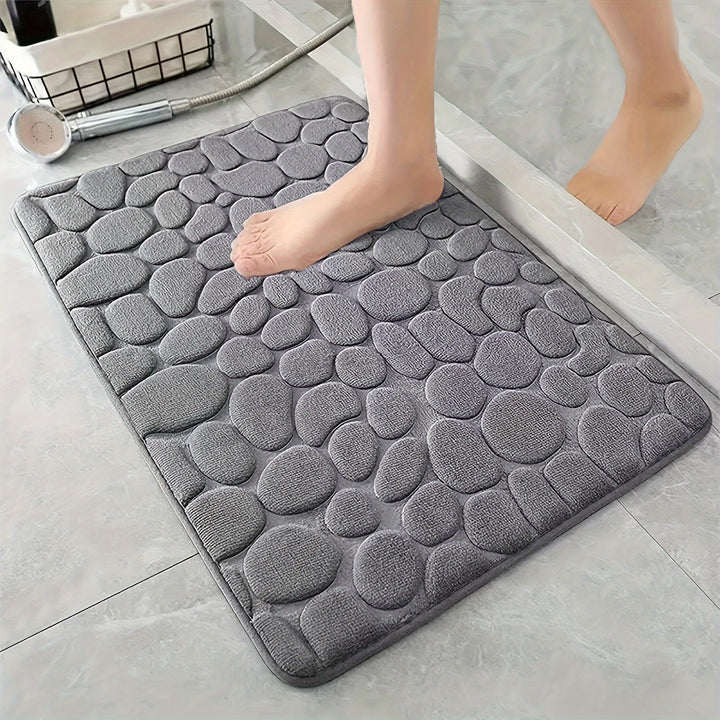1pc Alfombra de Baño de Espuma Viscoelástica con Relieve de Piedra Calada - Secado Rápido, Antideslizante, Lavable a Máquina - Suave y Cómoda para la Ducha y el Baño, Accesorio Ideal para Decoración de Otoño, Alfombra de Baño