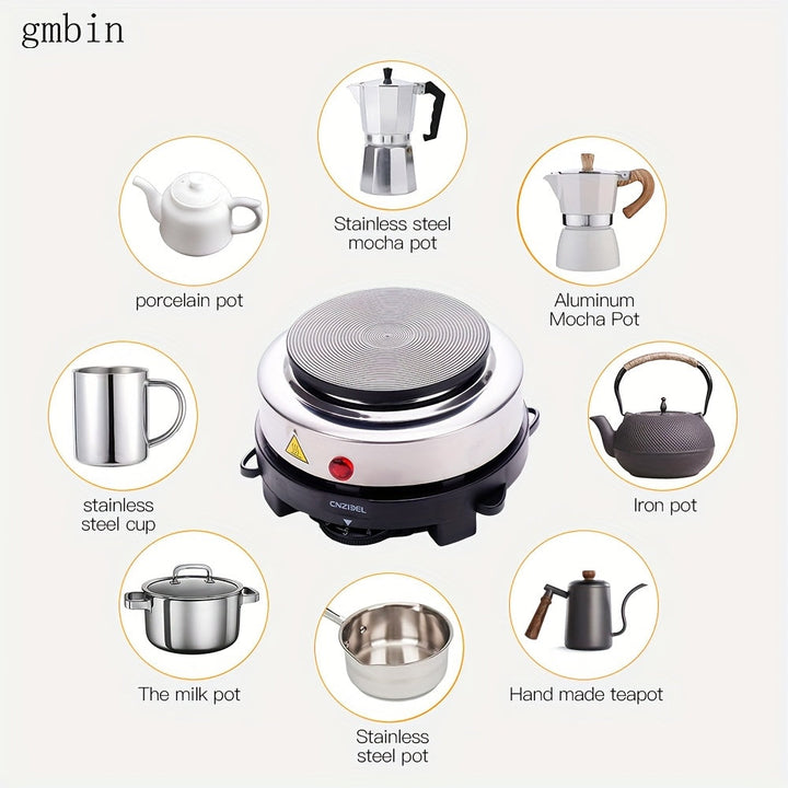 Estufa eléctrica multifuncional con control de temperatura, estufa eléctrica con protección contra sobrecalentamiento, calefactor rápido y duradero, fácil de limpiar, ideal para uso doméstico, oficina, viajes de negocios o acampada para preparar té y caf