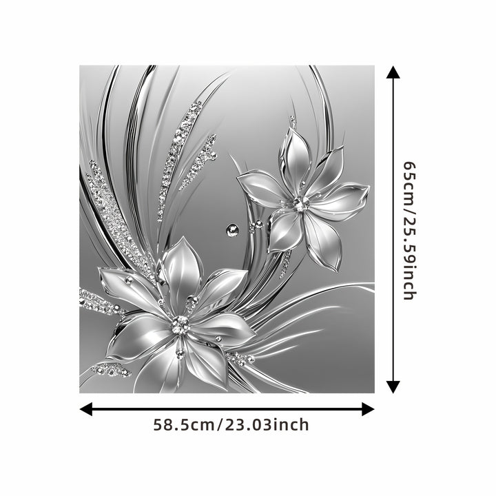 1 pieza de metal plateado con relieve de flores 2D, cubierta magnética para puerta de lavavajillas, decoración con imán, imán de flores de metal plateado, imán plateado, adecuado para decoración de pintura de cubierta de puerta de lavavajillas, póster de