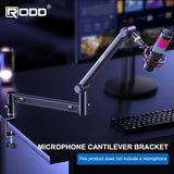 Soporte de Micrófono Ajustable RODD AK-58 con Gestión de Cables, Placa Vertical Extendida de Perfil Grueso para Micrófono de Juegos, Compatible con Conector XLR Negro de Aleación