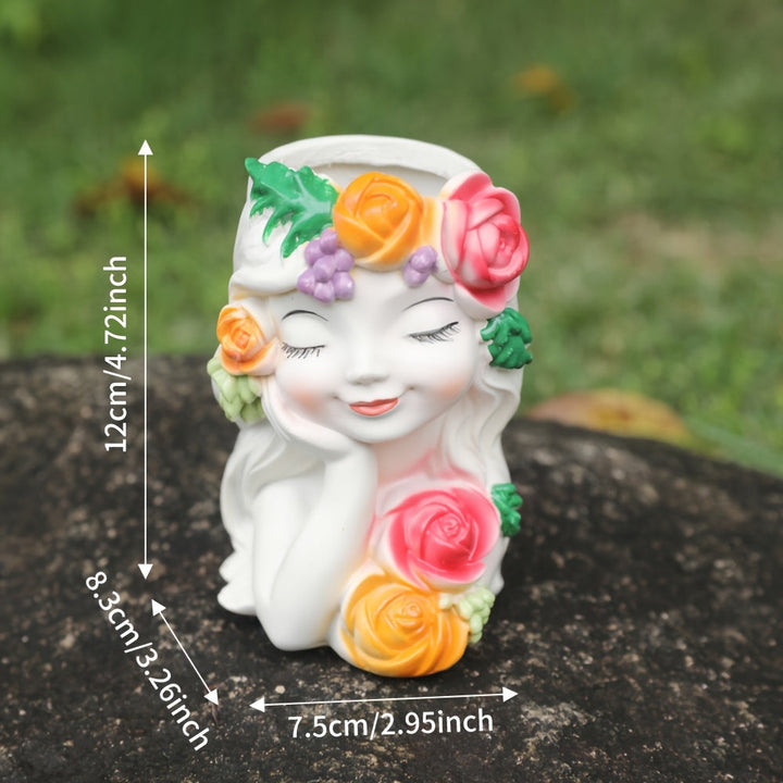 1pc Busto de Mujer Serena Floral en Resina con Rosas Blancas y Follaje - Decoración Artesanal para Hogar/Oficina, No Necesita Electricidad, Pieza de Arte Clásica para Suelo o Mesa, Adorno de Mesa, Diseño Floral Vibrante, Artesanía Intrincada