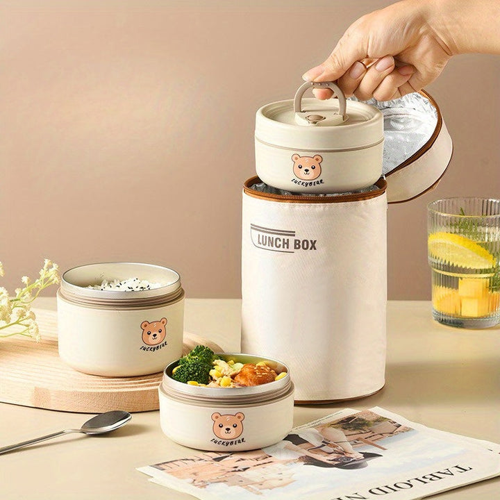 Juego de 5/4/3 Recipientes para Alimentos de Acero Inoxidable con Tapas, Bolsa para Almuerzo, Contenedores Bento Herméticos, Set de Loncheras para Cocina y Viaje, Regreso a Clases