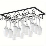 Estante de Vino de Metal de 4 Niveles que Ahorra Espacio - Soporte Duradero para Copas Debajo del Armario y Almacenamiento con Drenaje, Perfecto para Cocinas y Bares