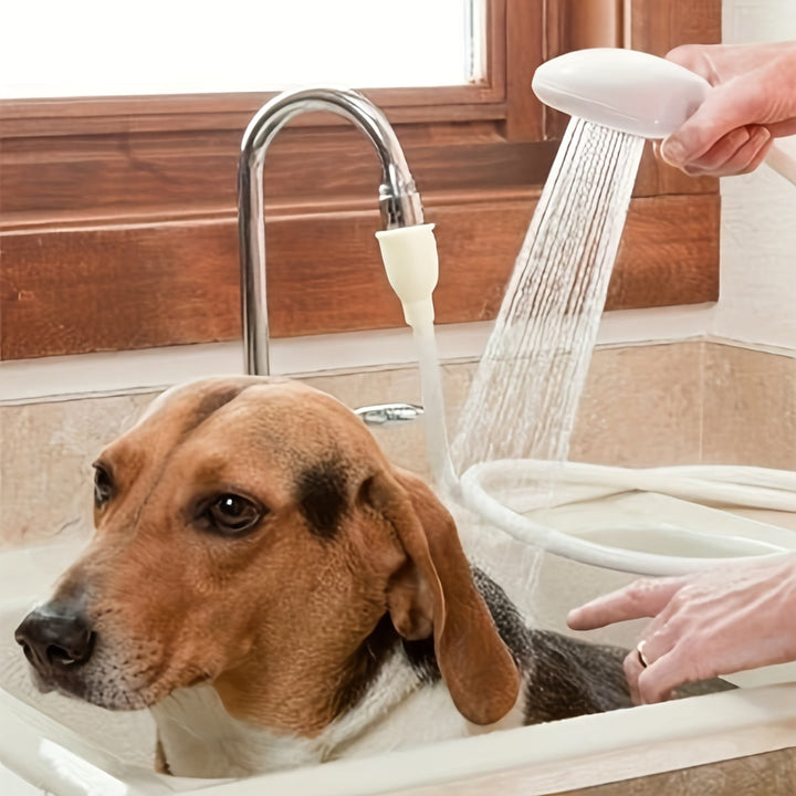 Cabezal de ducha retráctil con manguera flexible, fácil instalación sin herramientas, ideal para bañar mascotas y lavar el cabello, diseño ovalado en plástico duradero, sin fragancia, accesorio práctico para el baño
