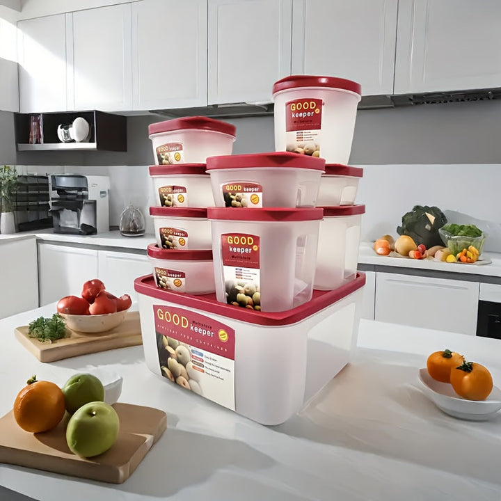 Juego de 10 Recipientes para Almacenar Comida. Ideales para Preparación de Comidas y Residuos, Caja de Conservación para Nevera. A Prueba de Fugas, Seguros en Microondas y Lavavajillas