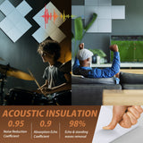 28 piezas de paneles de espuma acústica AUSLET, baldosas de insonorización autoadhesivas, espuma de reducción de ruido blanco, instalación fácil, para estudios de grabación, teatros domésticos y oficinas