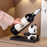 1 Portabotellas de Vino Elegante Panda - Encantador Decoración para Salón, Armario de Vino o Soporte de TV - Material de Loza de Alta Calidad, Perfecto para Espacios Modernos, Decoración de Habitación