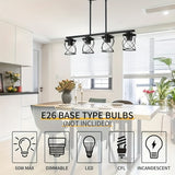 Iluminación de isla de cocina medieval moderna con poste ajustable y jaula metálica negra, adecuada para hoteles, salones, comedores y entradas de pasillos (bombillas no incluidas)