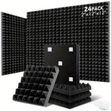 12 piezas, 24 piezas - 2 x 12 x 12 pulgadas - Paneles de Espuma Autoadhesivos para Aislamiento Acústico, Paneles Acústicos de Expansión Rápida, Paneles de Pared con Diseño de Pirámide para Absorber el Sonido y Eliminar Ecos