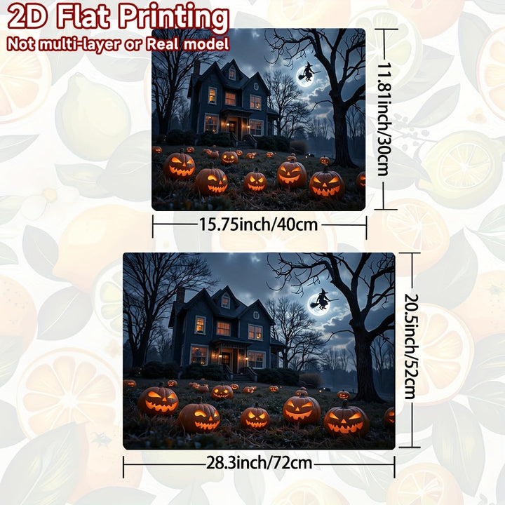 1pc Alfombrilla para Estufa de Halloween - Escena Espeluznante de Cementerio con Calabazas Iluminadas, Noche de Luna Llena - Compatible con Cocinas a Gas/Inducción, Lavadoras y Secadoras - Protector Fácil de Limpiar - Decoración Perfecta para Fiestas Tem