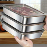 3/6 Recipiente de Almacenamiento de Comida Duradero en Acero Inoxidable - Hermético, Libre de BPA, Apto para Microondas y Refrigerador, Irrompible, Caja Rectangular Multifuncional con Tapa Abatible, Ideal para Nevera y Despensa