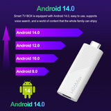 H96 Max H313, palo de TV inteligente 2025, 4K HD, reproductor de medios, Android 14, caja de TV dual WiFi, 4K Ultra HD a 60 FPS, WIF6 2.4G/5G, palo de TV inteligente 4K, sin cables 5.0, alimentado por USB, atajos de video, salida de audio estéreo, palo d