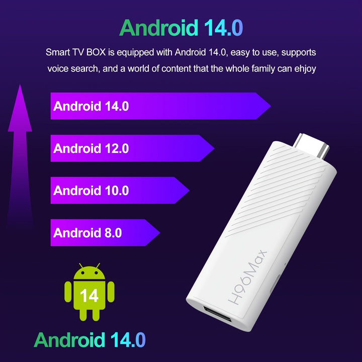 H96 Max H313, palo de TV inteligente 2025, 4K HD, reproductor de medios, Android 14, caja de TV dual WiFi, 4K Ultra HD a 60 FPS, WIF6 2.4G/5G, palo de TV inteligente 4K, sin cables 5.0, alimentado por USB, atajos de video, salida de audio estéreo, palo d