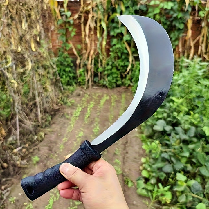 Machete de acero de manganeso de alta resistencia - Mango de metal ergonómico, hoja de carbono afilada para un corte eficiente de césped, poda de árboles y eliminación de malezas - Ideal para agricultura, corte de neumáticos y más - Herramienta duradera,