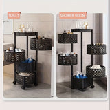 Estantería de cocina giratoria de cinco niveles con ruedas - cesta circular de malla, ideal para cocina, sala y baño, ahorrador de espacio, gabinete de almacenamiento sin necesidad de montaje