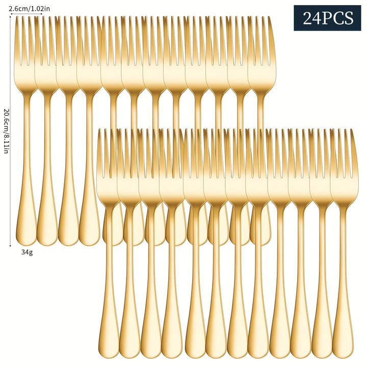 Juego de 32 tenedores para mesa, cubiertos de acero inoxidable de 8.1 pulgadas, set duradero adecuado para hogar y restaurante - Pulido espejo, lavable en lavavajillas