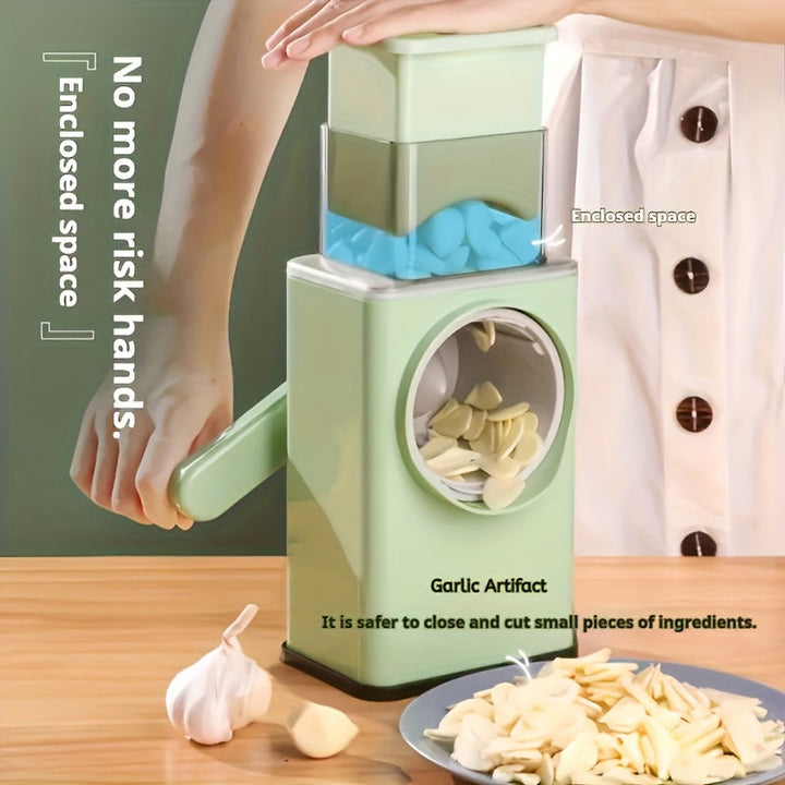 Cortador de Verduras Manual Storm, Trituradora y Cortador Multifuncional para Cocina Doméstica, con 6 Cuchillas Reemplazables de Acero Inoxidable