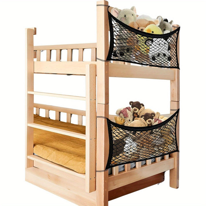 2 Piezas de Red Organizadora para Juguetes de Peluche, Diseño Elástico Montado en Pared con Ajuste, Decoración Hogareña y Almacenamiento de Malla para Muñecas junto a la Cama o Cabecera