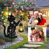 1 pieza/2 piezas, iluminación solar para exteriores, decoración de jardín - Gato jugando con mariposas, lámpara solar de arte de hierro, decoración de metal para la casa, adecuada para el camino de la entrada, césped, patio, Navidad, regalo único.