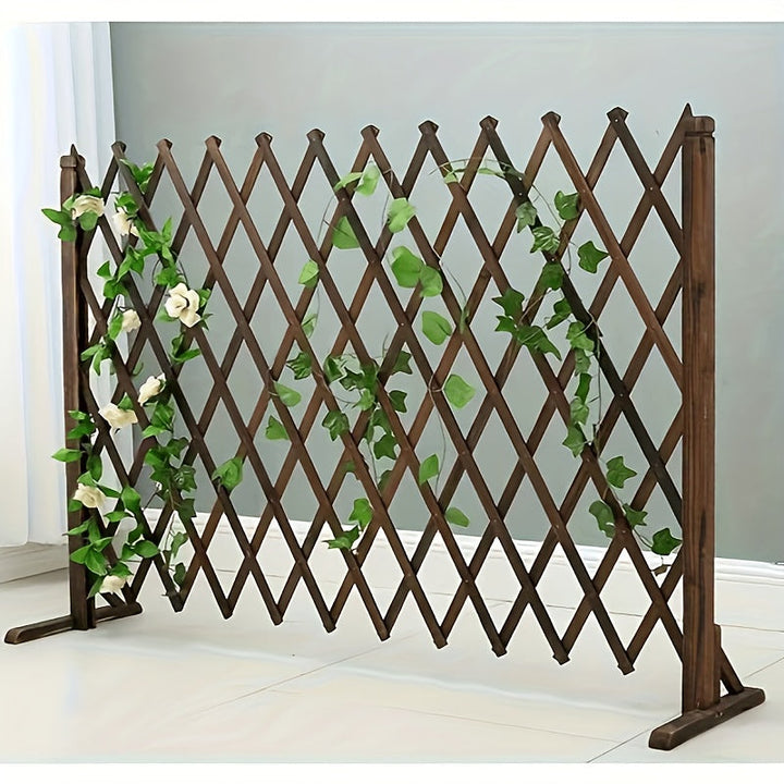 Cerca de Madera Expandable de 200cm, Resistente al Clima, con Diseño de Látice para Plantas Climbadoras, Protección de Jardín y Perros, Cerca Decorative, Enclosura Protective para Perros, Acabado Natural de Madera