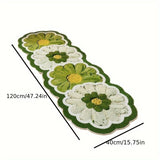 1pc Alfombra de Goma Antideslizante con Diseño de Margaritas Verdes y Blancas, Fibra de Poliéster, Ideal para Protección de Pisos de Dormitorio, Cocina o Baño, Alfombra Decorativa para Piso | Alfombra de Baño | Alfombra de Goma Antideslizante