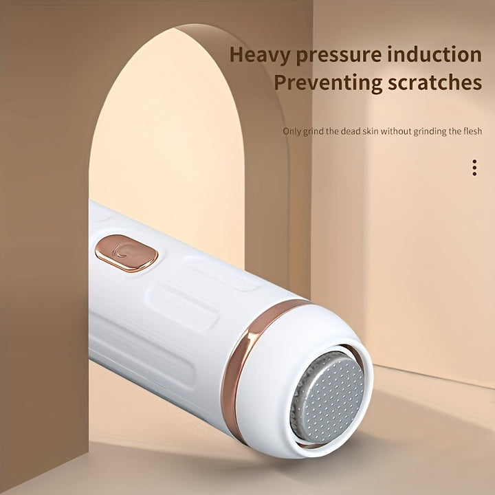 Herramienta eléctrica para pulir pies con carga, ideal para pies gruesos, elimina queratina de manera conveniente y sencilla, diseño blanco minimalista
