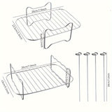 6pcs Accesorios para Freidora de Aire de Doble Cesta para Ninja DZ201 Foodi y Otros Freidoras de Aire DualZone de 8QT-10QT, Incluye Juego de Rejillas para Freidora de Aire - 2 rejillas y juego de 4 brochetas