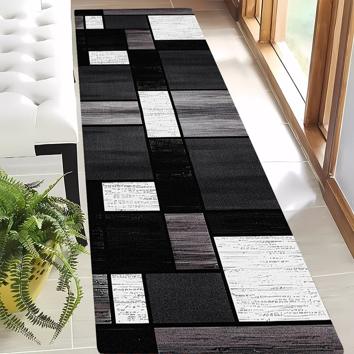 1 alfombra minimalista con diseño geométrico antideslizante para entrada, pasillo, estudio o balcón