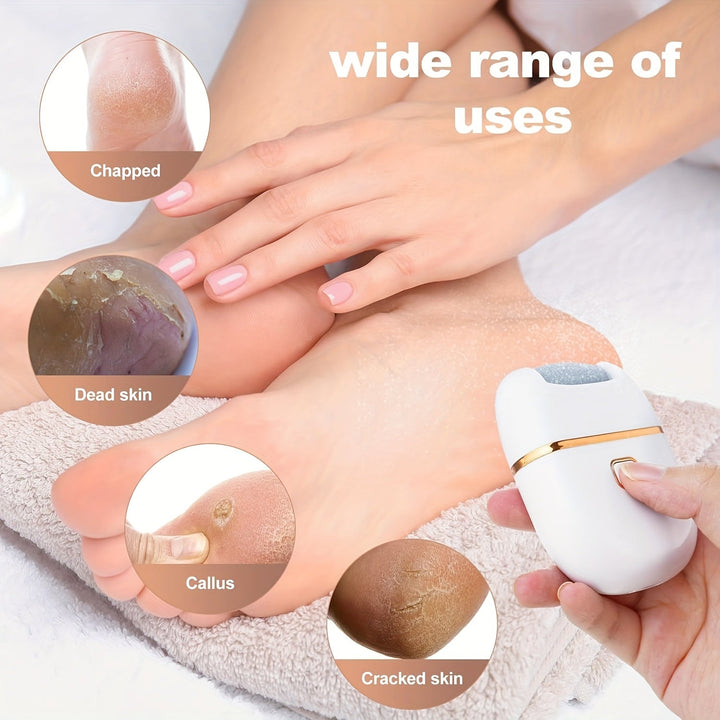 Fila de pies eléctrica, eliminador de pies eléctrico, herramienta de cuidado de pies recargable, 2 velocidades, kit de 3 cabezas de reemplazo, adecuado para pies secos, duraderos, quebrados, claros, beige.