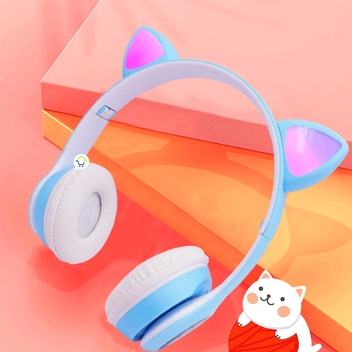 Audífonos Inalámbricos Orejas Gato Diadema LED Bluetooth VZV23M