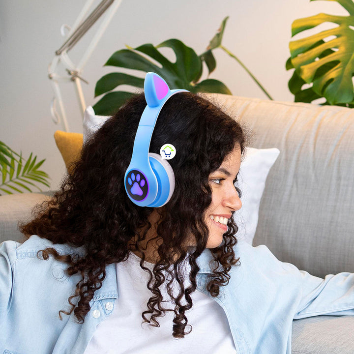 Audífonos Inalámbricos Orejas Gato Diadema LED Bluetooth VZV23M