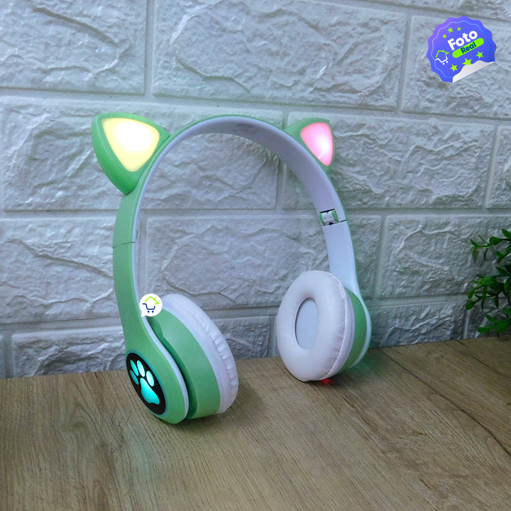 Audífonos Inalámbricos Orejas Gato Diadema LED Bluetooth VZV23M
