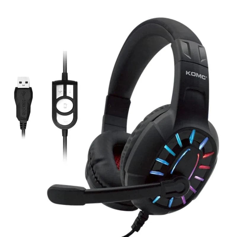 Audífonos diadema Gamer Komc G313 USB con micrófono y luces Led