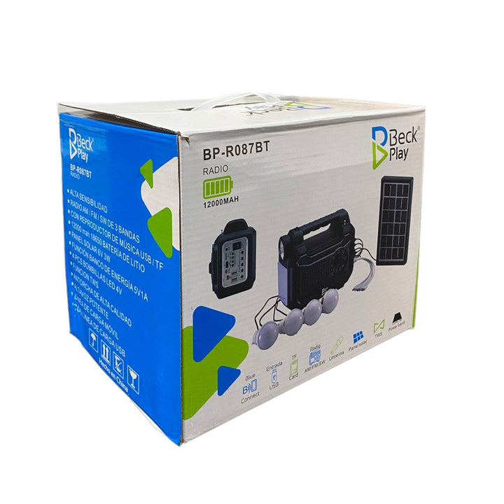 Parlante Planta Solar Recargable 4 Bombillos Beck Play BP-PL087S