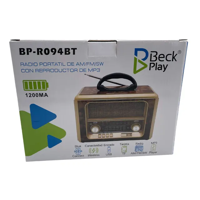 Radio Parlante Recargable Vintage AM/FM/SW Beck Play BP-RV094BT