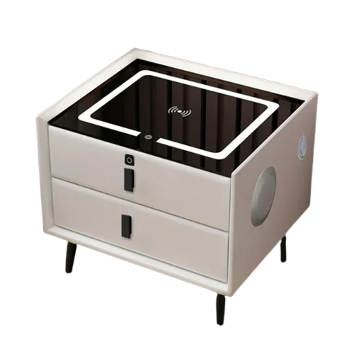 Mesa De Noche Inteligente Con Cargador Y Bocina Dos Cajones 4045