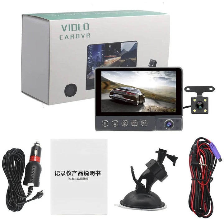 Cámara Para Carro 3 en 1 Frontal/Interior/Reversa 12V C9