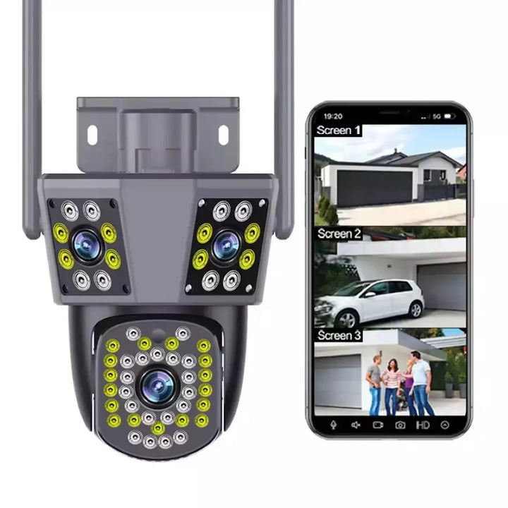 Cámara De Seguridad Para Exterior Wifi Con 3 Lentes PC226-B10Y15