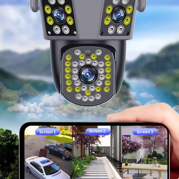 Cámara De Seguridad Para Exterior Wifi Con 3 Lentes PC226-B10Y15