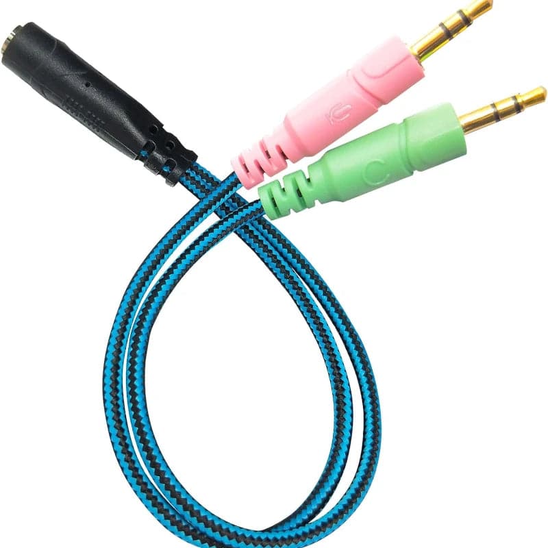 Cable adaptador convertidor Plug 3.5 audio y micrófono 1 a 2