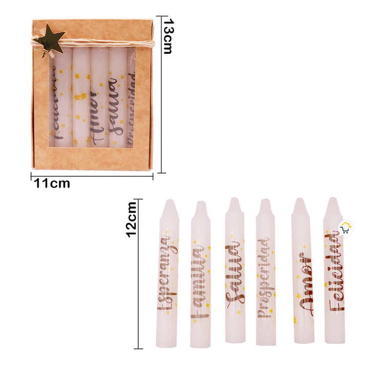 Caja Velas X6 Deseos Navidad Frases Noche de Velitas CVEL06