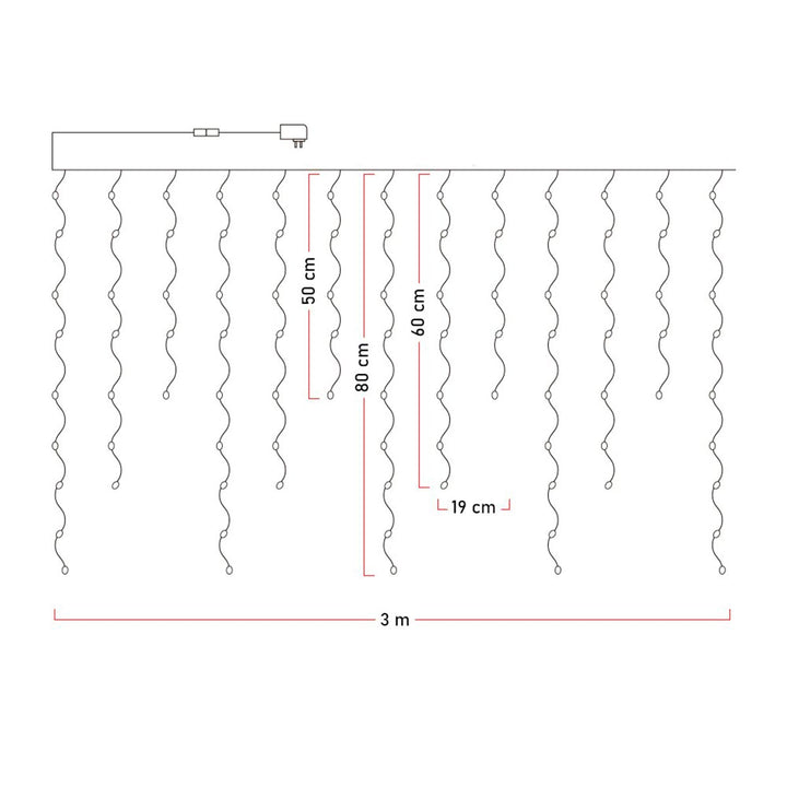 Cortina Micro LED Intercalada 3 m 100 LED Extensión Navidad Cálida SJ6834CA
