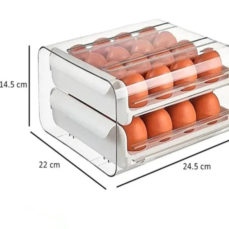 Canasta porta huevos organizador con tapa de 2 niveles