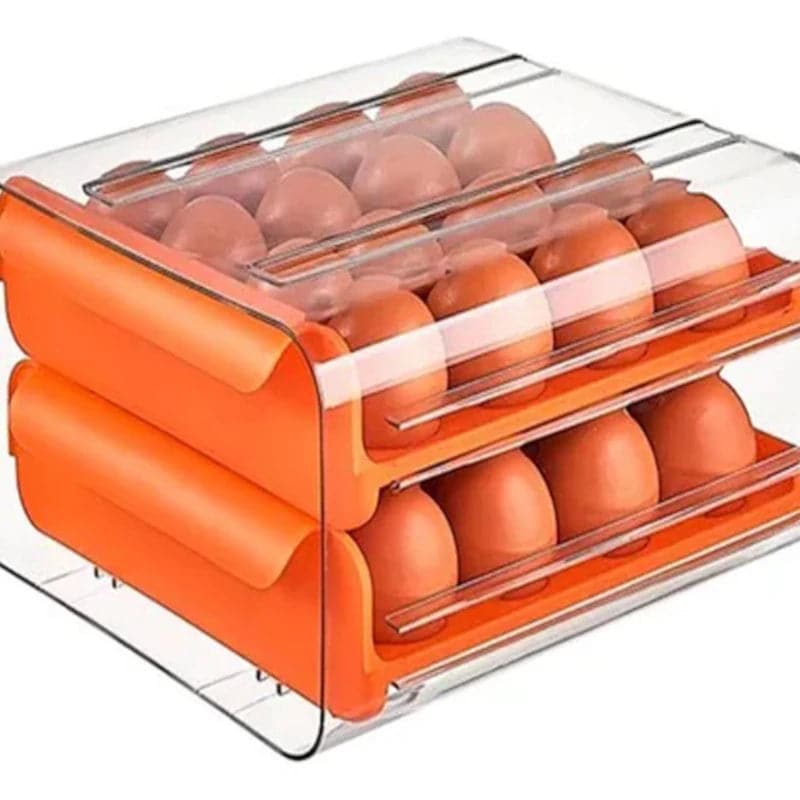 Canasta porta huevos organizador con tapa de 2 niveles