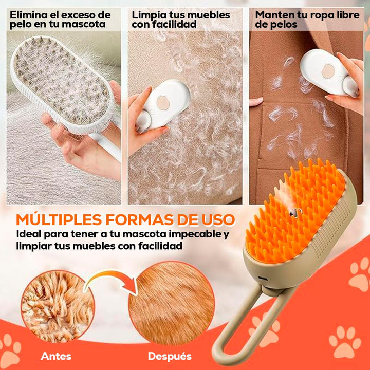 Cepillo Vaporizador Masajeador Quita Pelos Para Mascotas KP-2165