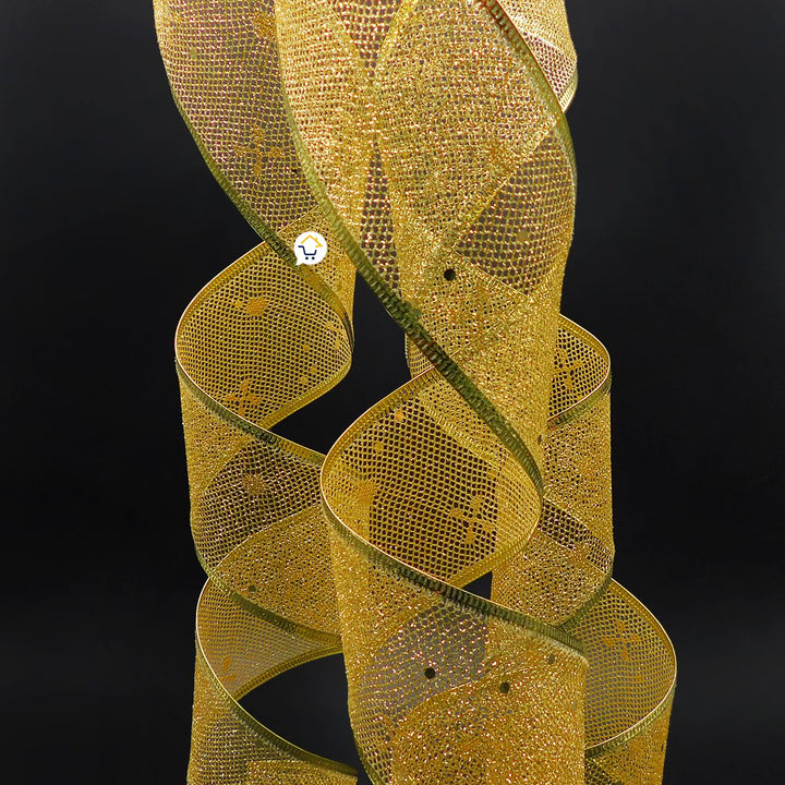Cinta de Malla Navideña Metalizada x3 Rollos 9 m Dorado 6246D