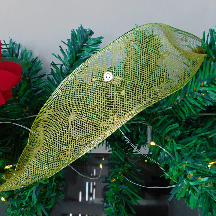 Cinta de Malla Navideña Metalizada x3 Rollos 9 m Dorado 6246D